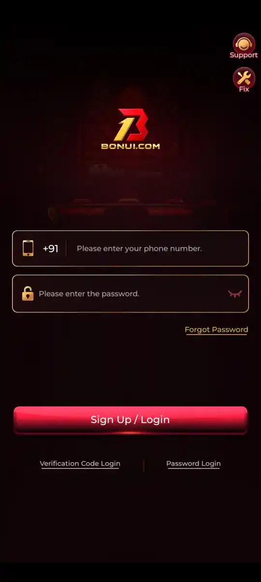 BONU1 App mobile gaming screen