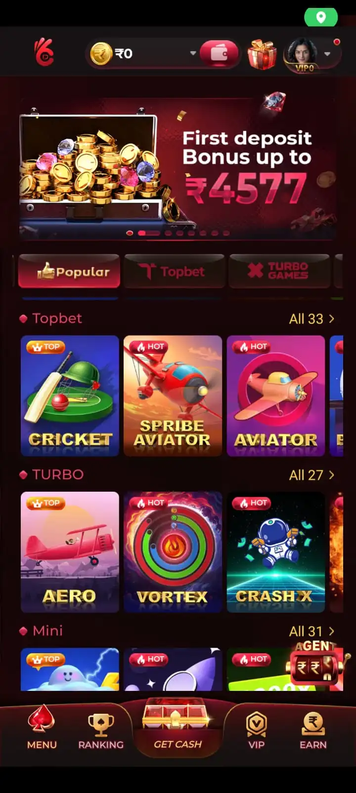 DDok Game mobile game selection screen