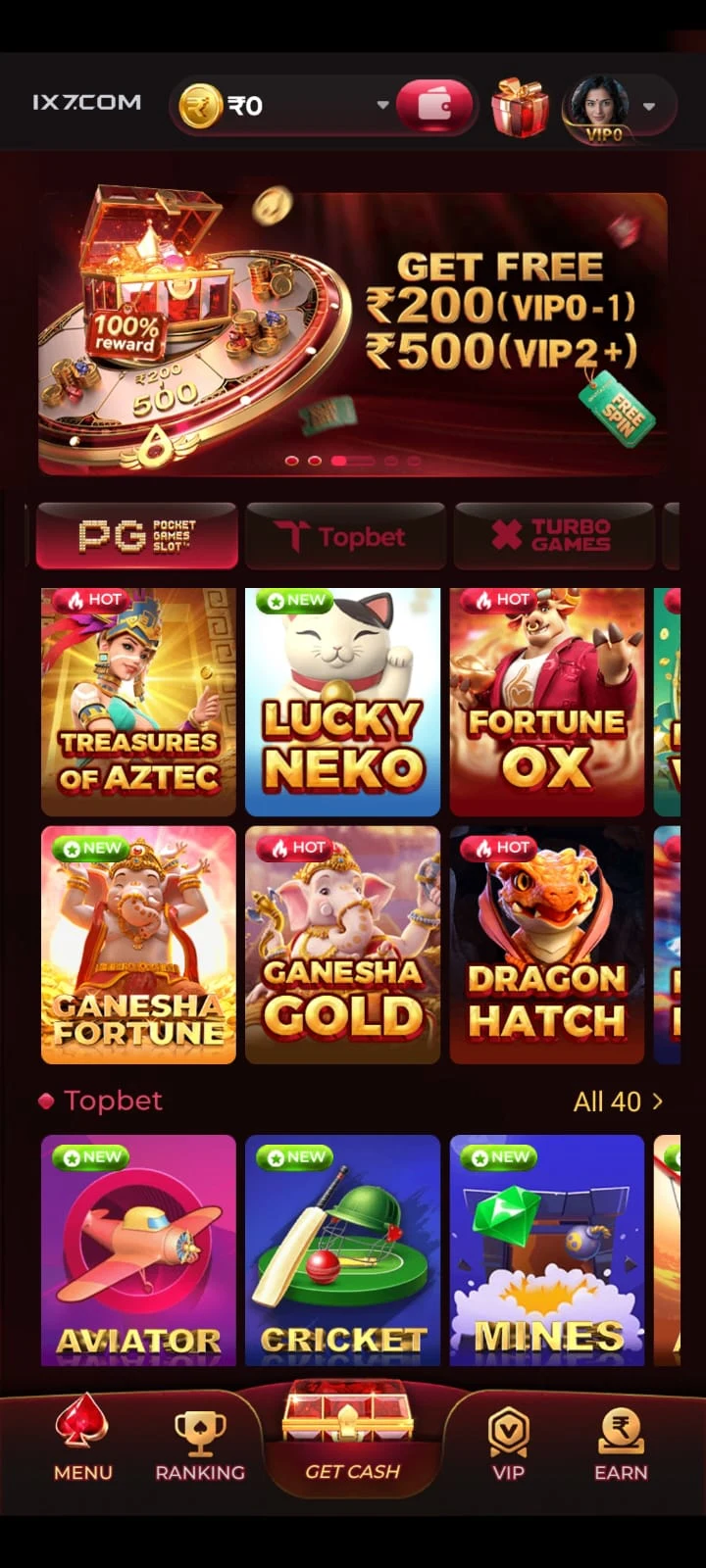 IX7 Game popular games and mobile features